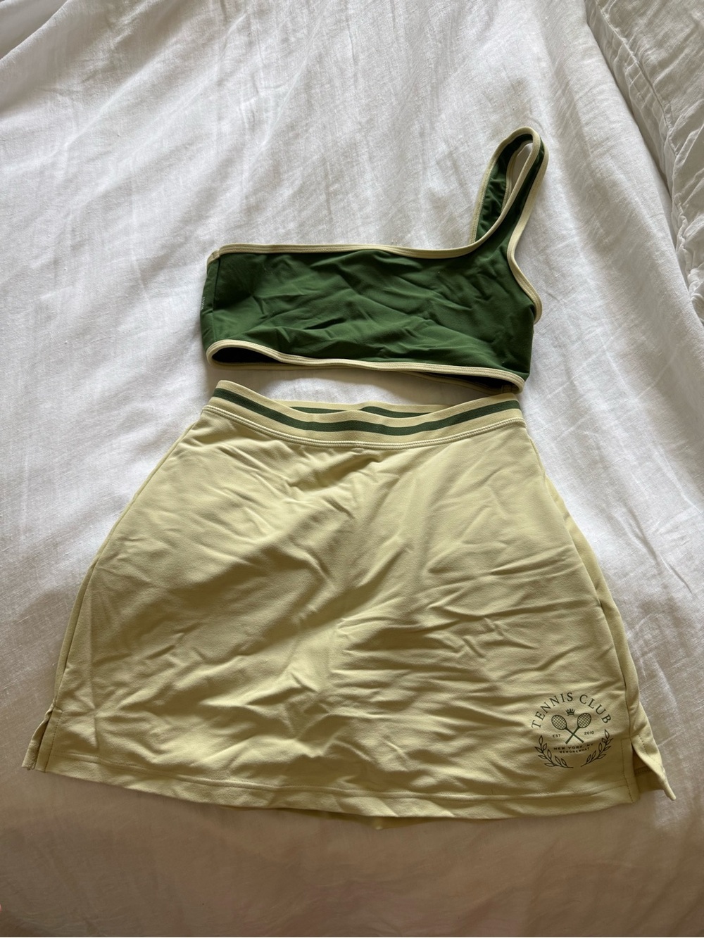 Tennis Skirt and Crop Top Set in Olive Green - Picture 2 of 4